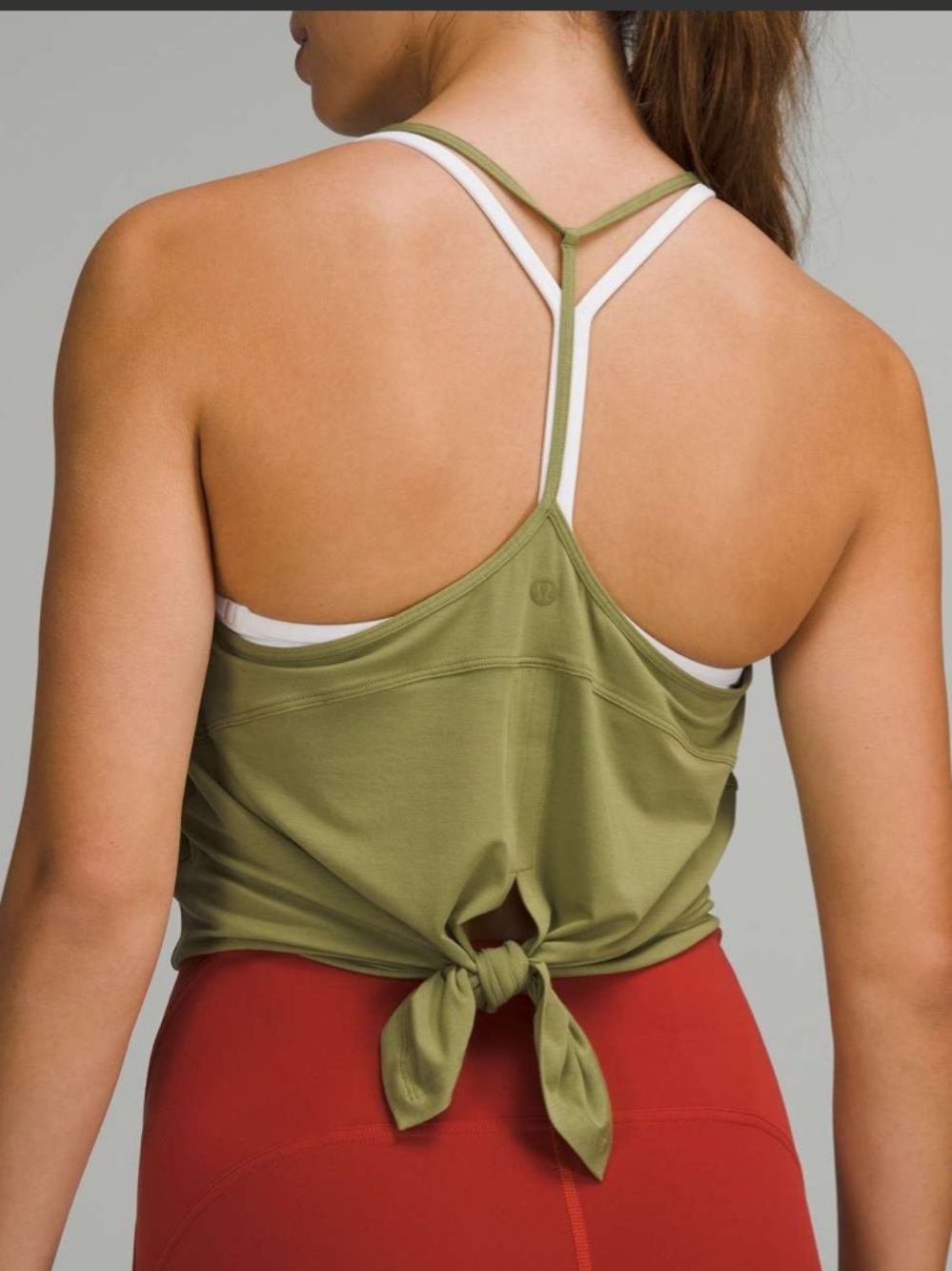Lululemon Modal Silk Yoga Tank Top Bronze Green T-Back XS Small
